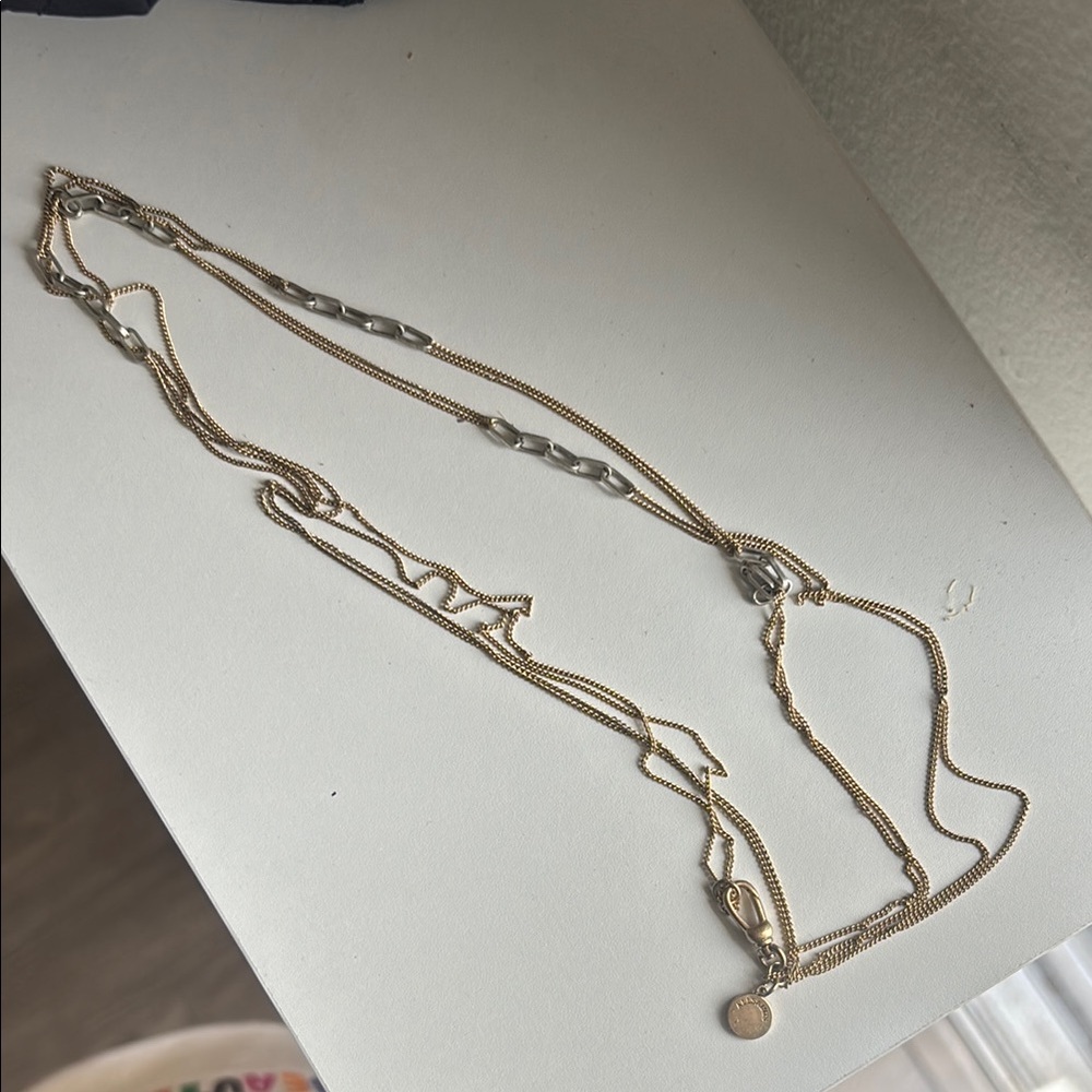 Allsaints Gold and Silver Layered Necklace